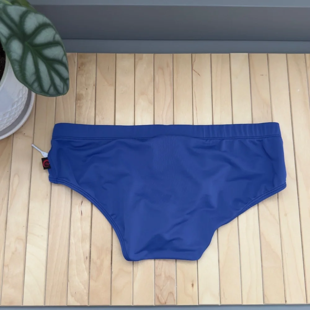 Men's Royal Blue Swim Briefs with White Drawstring